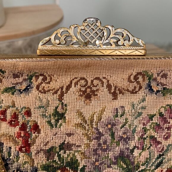 Vintage 1930's Jolles Made In Austria Floral Tapestry Evening Bag And Coin Purse - Picture 3 of 16